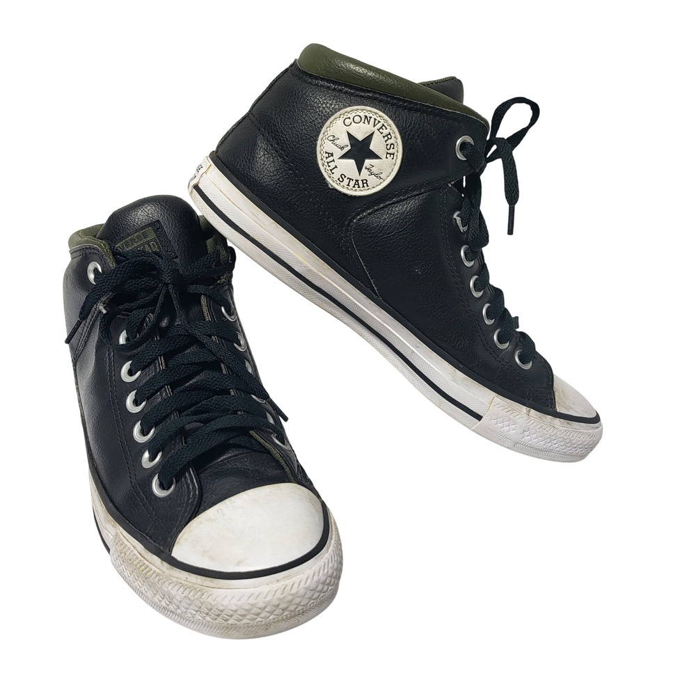 Converse Chuck Taylor All Star Mid Top Leather Black Green Mens Shoes 7